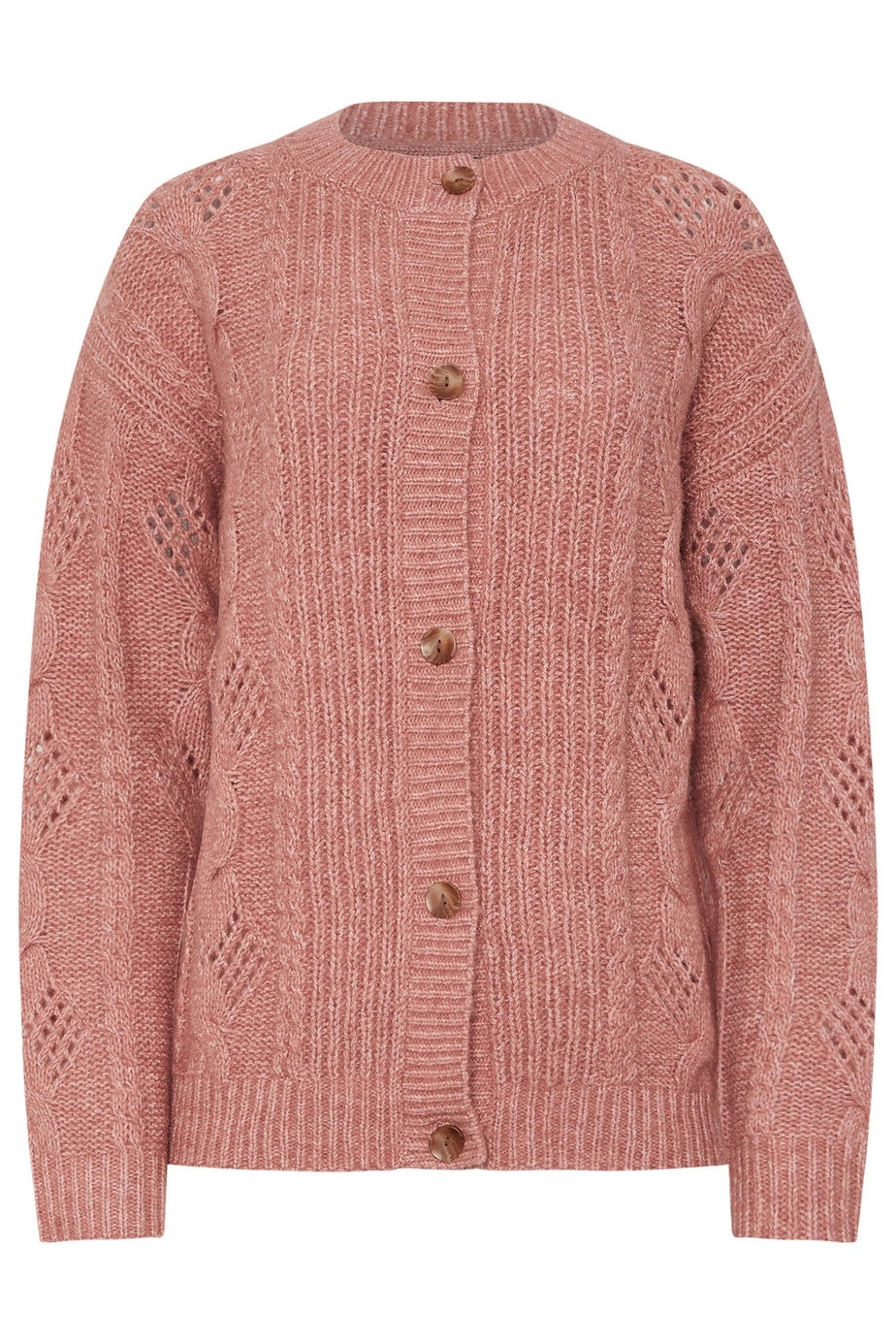 Long Tall Sally Pink Pointelle Knit Cardigan