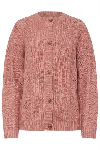 Long Tall Sally Pink Pointelle Knit Cardigan