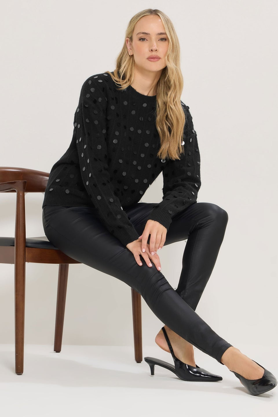 Long Tall Sally Black Disco Sequin Jumper