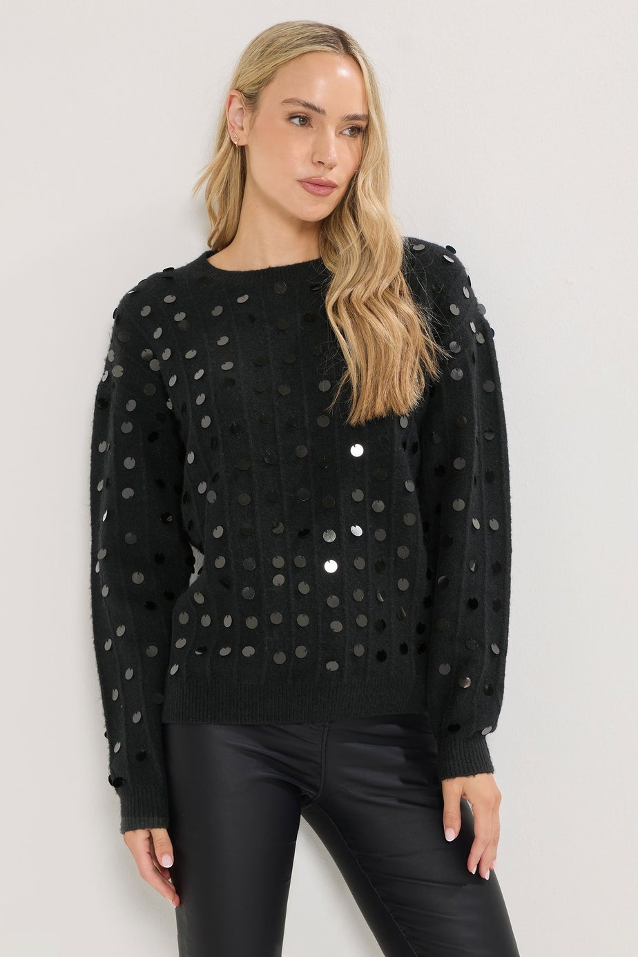 Long Tall Sally Black Disco Sequin Jumper