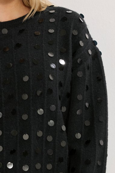 Long Tall Sally Black Disco Sequin Jumper