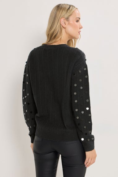 Long Tall Sally Black Disco Sequin Jumper