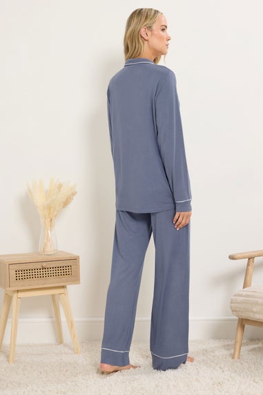 Long Tall Sally Light Blue Piped Jersey Pyjama Set