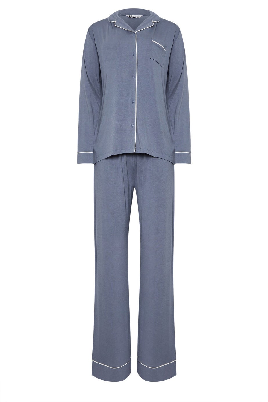 Long Tall Sally Light Blue Piped Jersey Pyjama Set