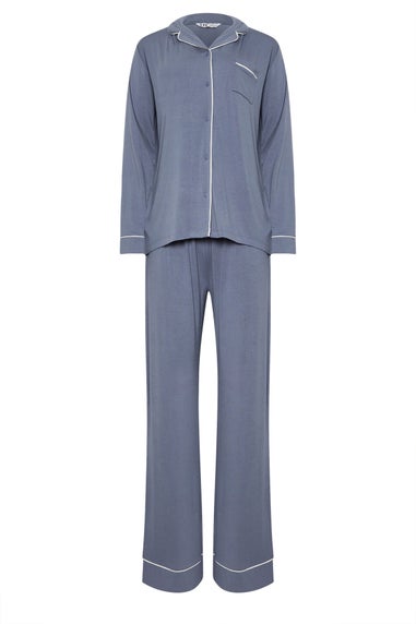 Long Tall Sally Light Blue Piped Jersey Pyjama Set