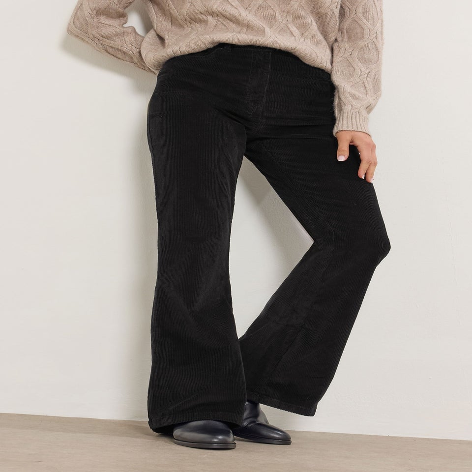 Long Tall Sally Black Cord Flare Jeans
