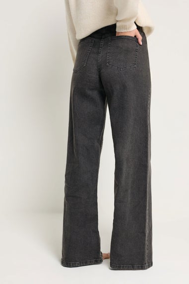 Long Tall Sally Dark Grey Washed Wide Leg Jeans