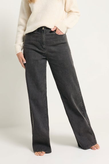 Long Tall Sally Dark Grey Washed Wide Leg Jeans