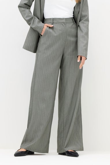 Long Tall Sally Premium Grey Stripe Wide Leg Trousers
