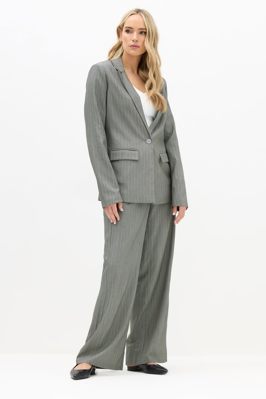 Long Tall Sally Premium Grey Stripe Formal Blazer