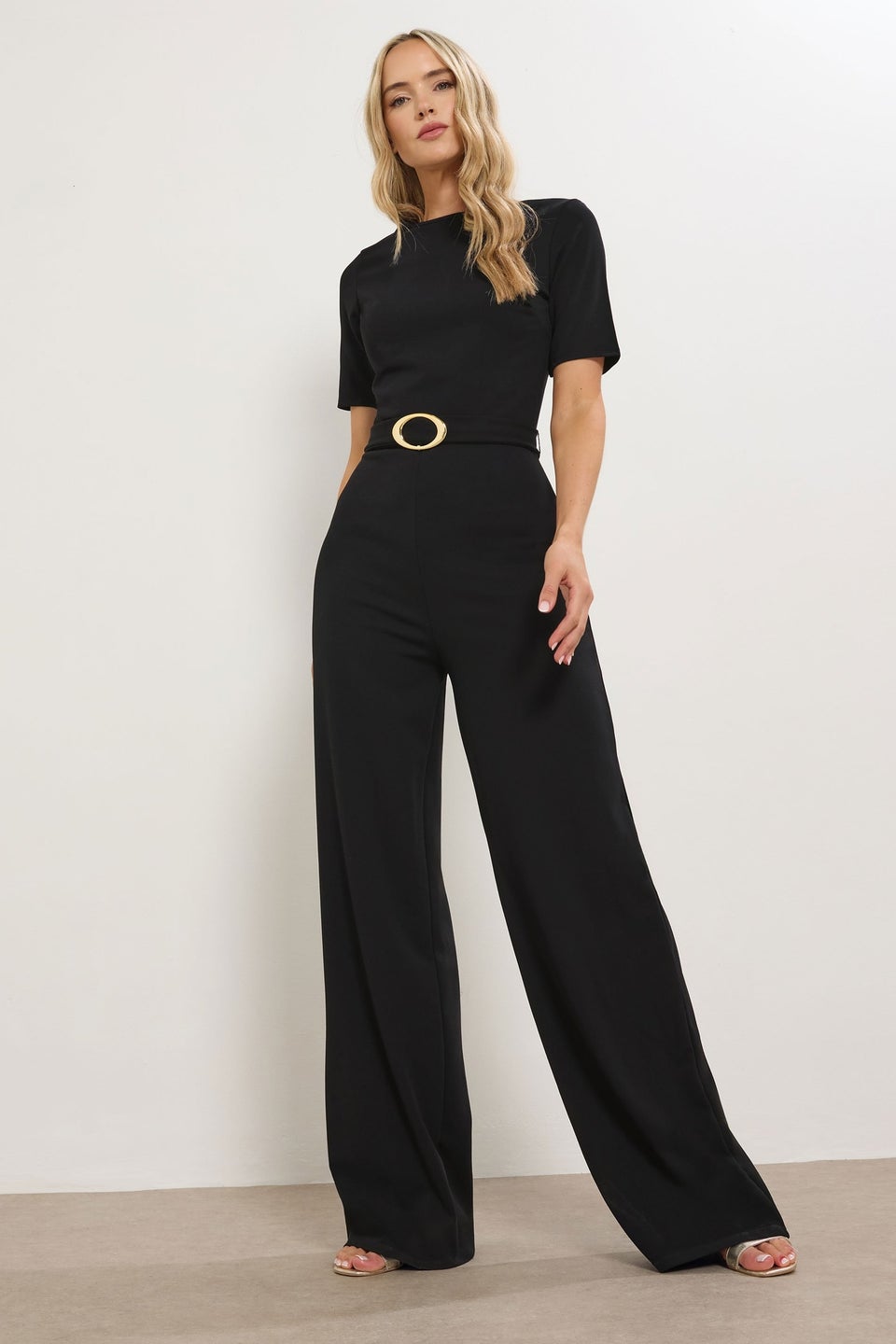 Long Tall Sally Black Belted Jumpsuit