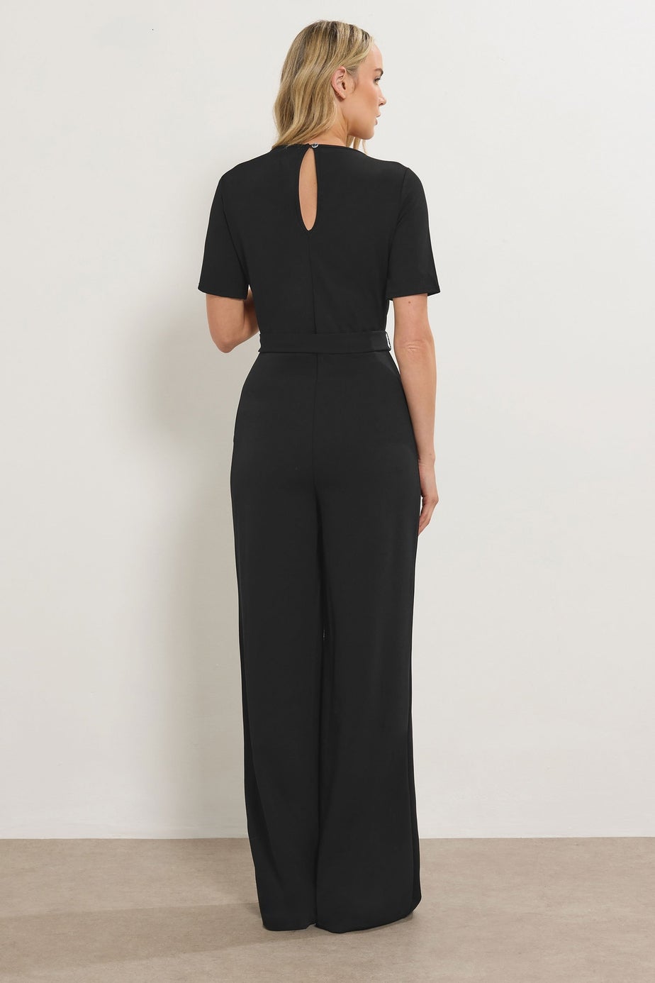 Long Tall Sally Black Belted Jumpsuit