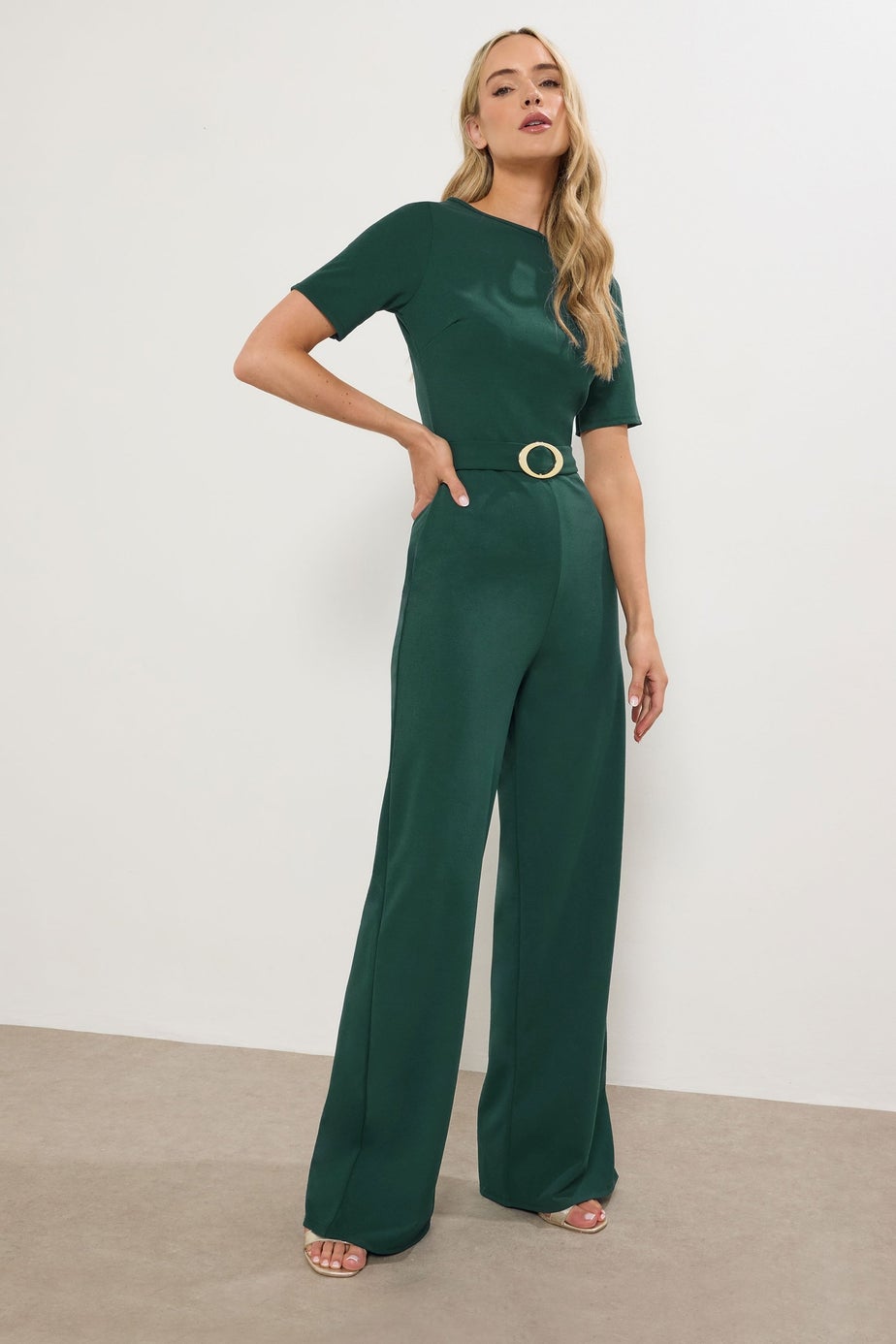 Long Tall Sally Dark Green Belted Jumpsuit