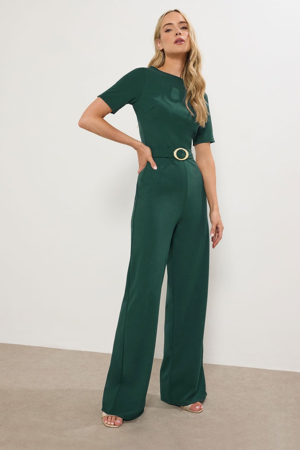 Long Tall Sally Dark Green Belted Jumpsuit