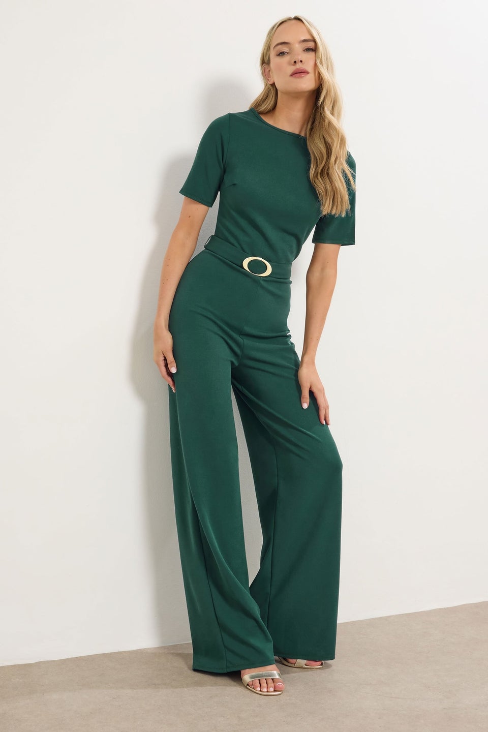 Long Tall Sally Dark Green Belted Jumpsuit