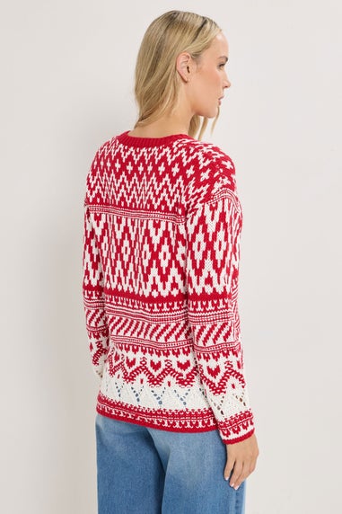 Long Tall Sally Red & White Fairisle Jumper