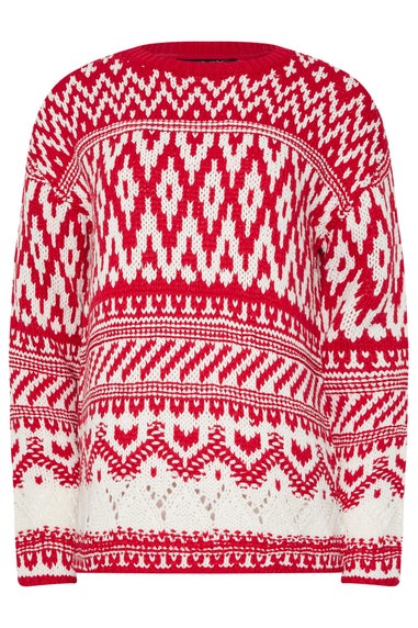 Long Tall Sally Red & White Fairisle Jumper