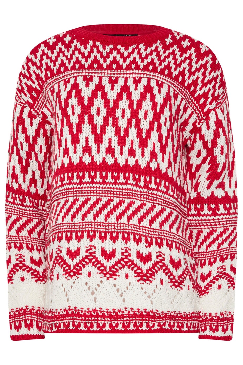 Long Tall Sally Red & White Fairisle Jumper
