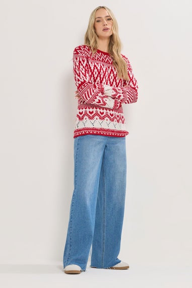 Long Tall Sally Red & White Fairisle Jumper