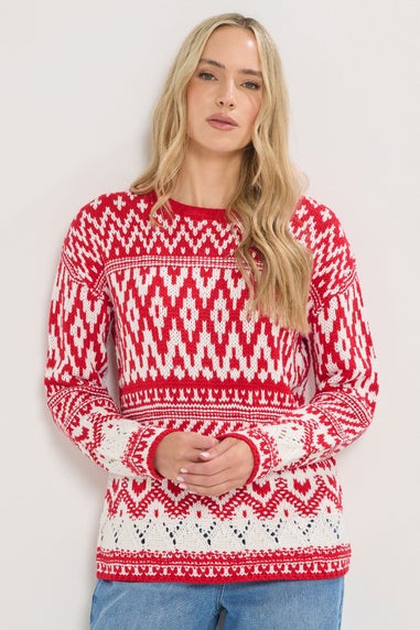 Long Tall Sally Red & White Fairisle Jumper