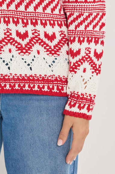 Long Tall Sally Red & White Fairisle Jumper