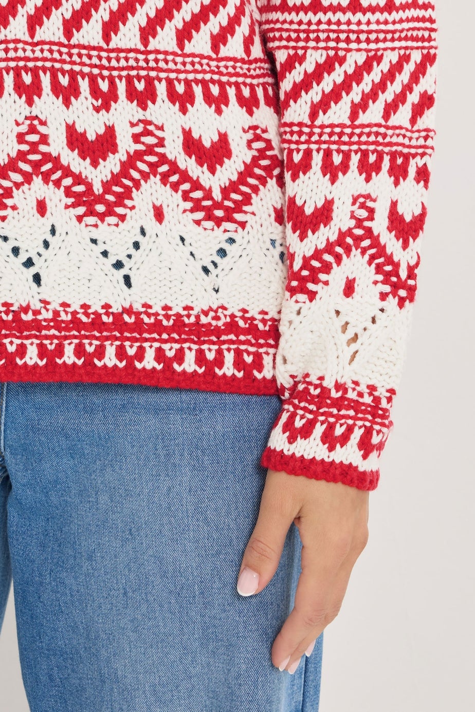 Long Tall Sally Red & White Fairisle Jumper