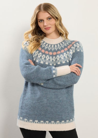 Long Tall Sally Blue Fairisle Knitted Jumper