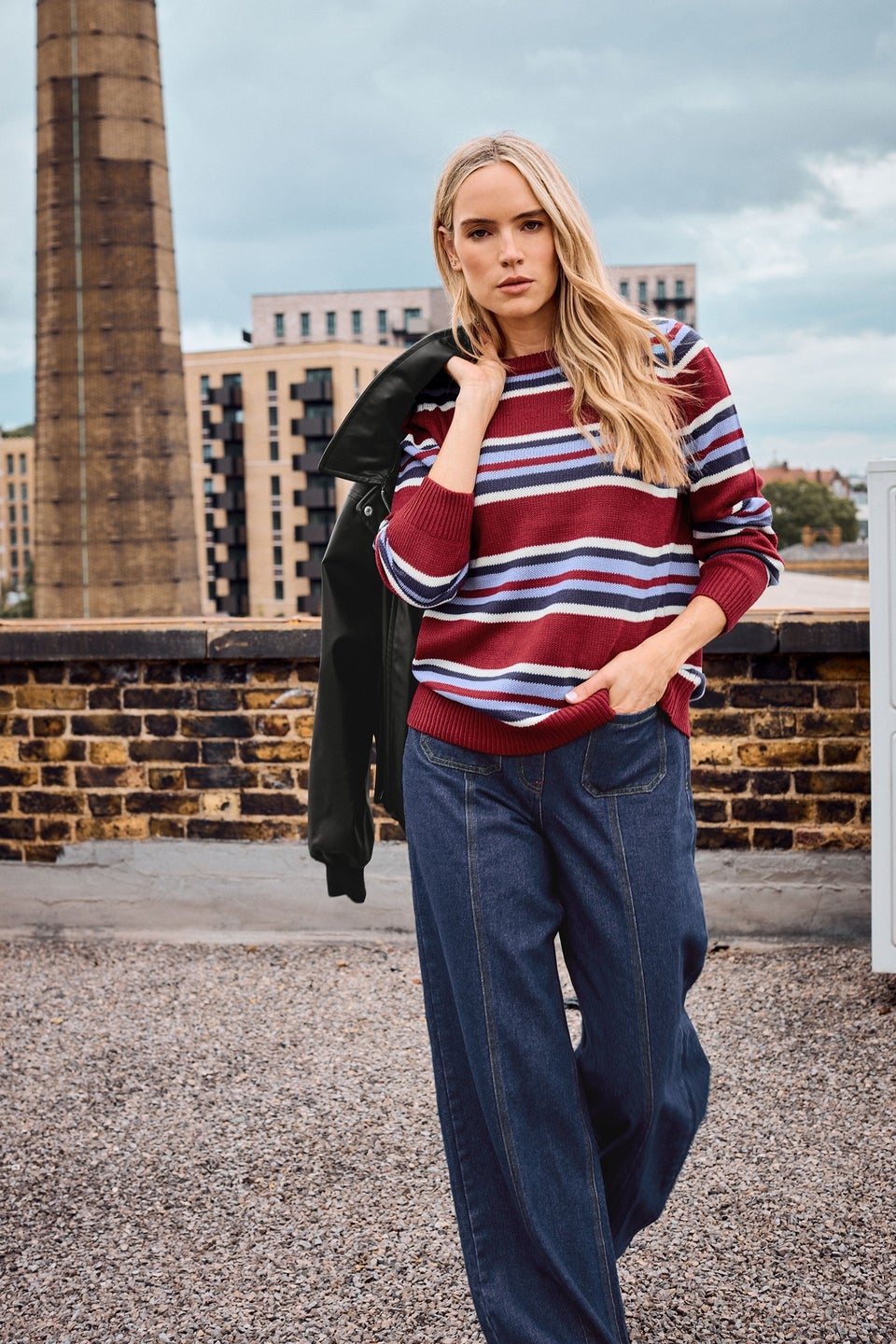 Long Tall Sally Red Knitted Stripe Jumper