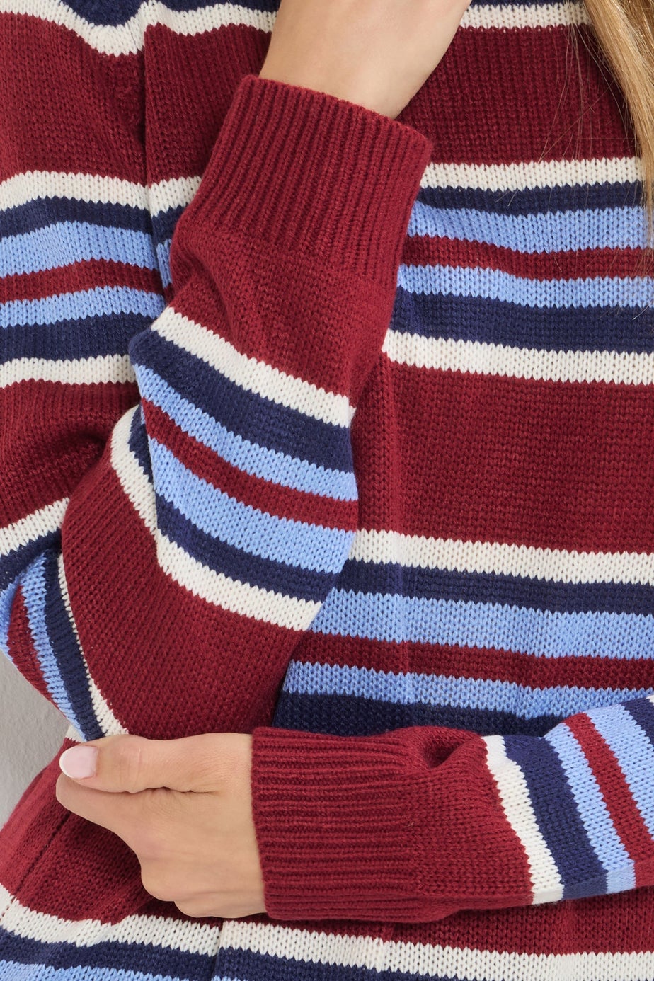 Long Tall Sally Red Knitted Stripe Jumper