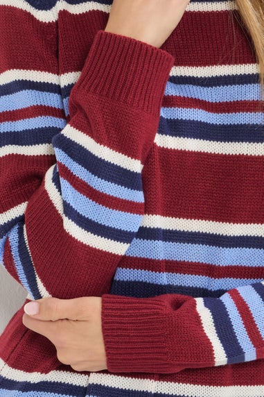 Long Tall Sally Red Knitted Stripe Jumper