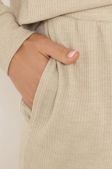 Long Tall Sally Beige Brown Waffle Lounge Trousers