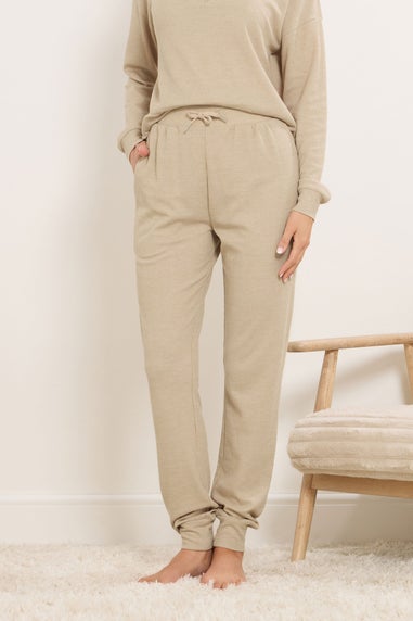 Long Tall Sally Beige Brown Waffle Lounge Trousers