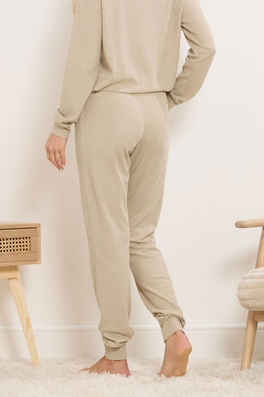 Long Tall Sally Beige Brown Waffle Lounge Trousers