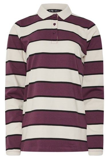 Long Tall Sally Ivory White Striped Jersey Polo Top
