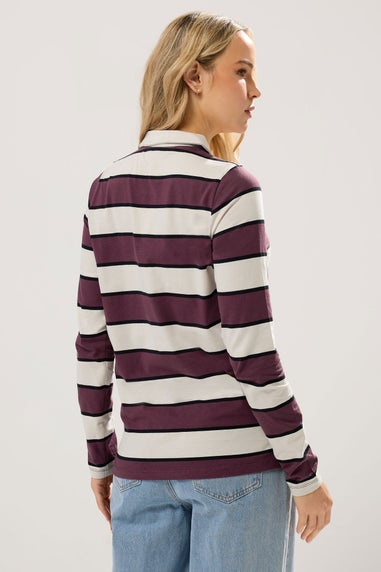 Long Tall Sally Ivory White Striped Jersey Polo Top