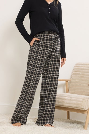 Long Tall Sally Black Cotton Check Pyjama Bottoms
