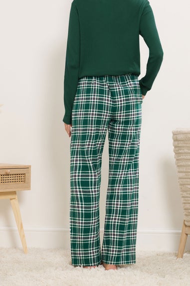 Long Tall Sally Green Cotton Check Pyjama Bottoms