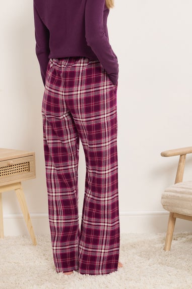 Long Tall Sally Burgundy Red Cotton Check Pyjama Bottoms