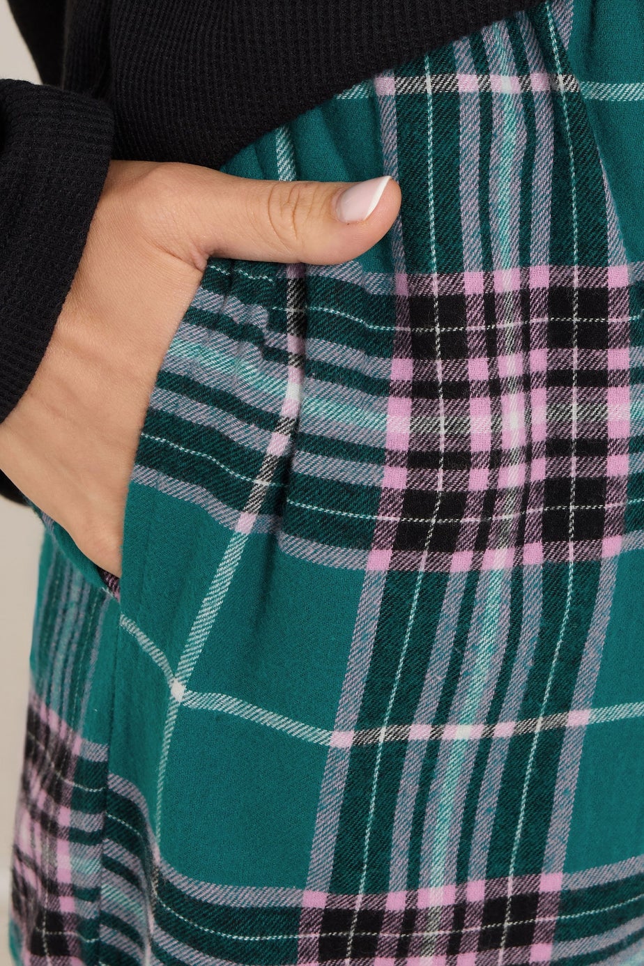 Long Tall Sally Turquoise Green Cotton Check Pyjama Bottoms