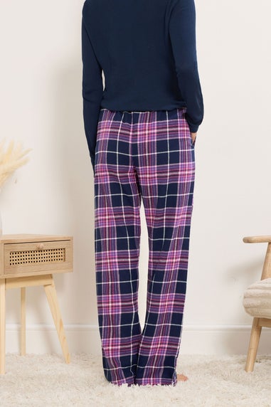 Long Tall Sally Purple Cotton Check Pyjama Bottoms