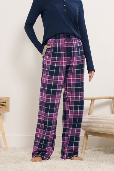 Long Tall Sally Purple Cotton Check Pyjama Bottoms