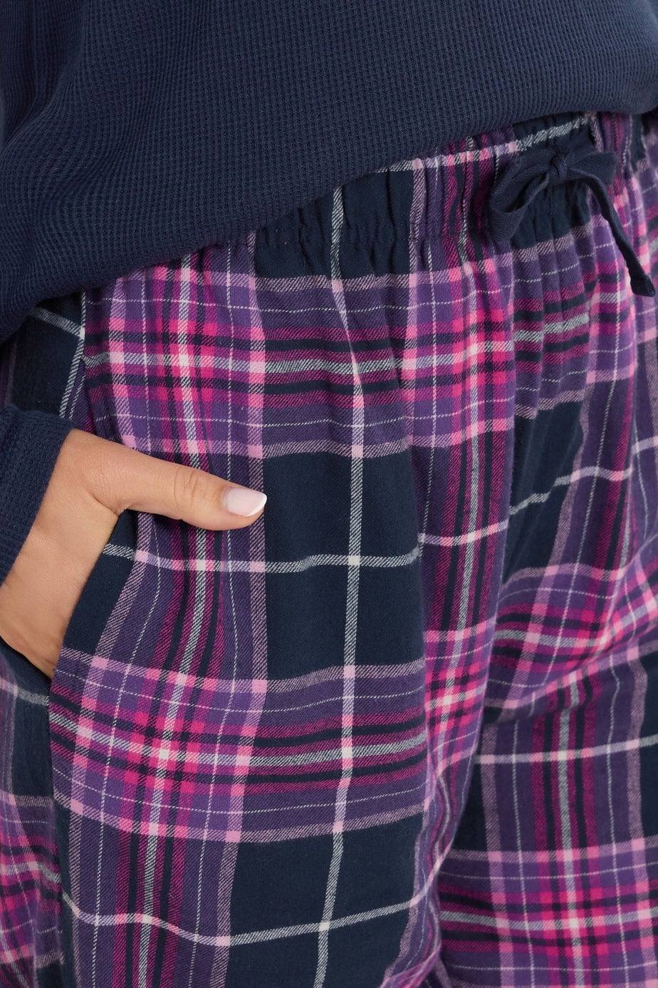 Long Tall Sally Purple Cotton Check Pyjama Bottoms