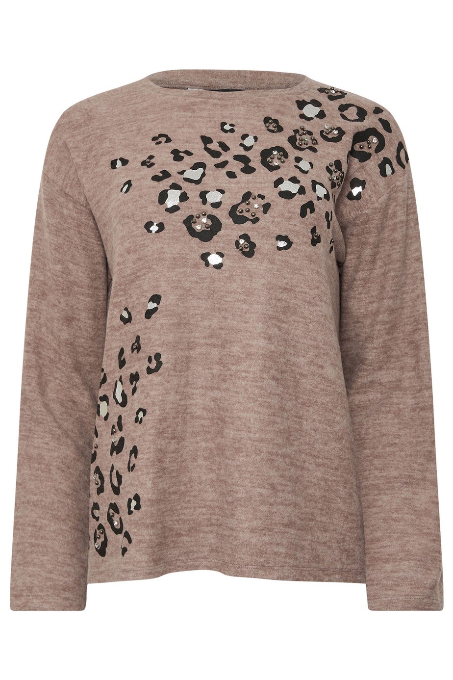 Long Tall Sally Brown Animal Embellished Jumper