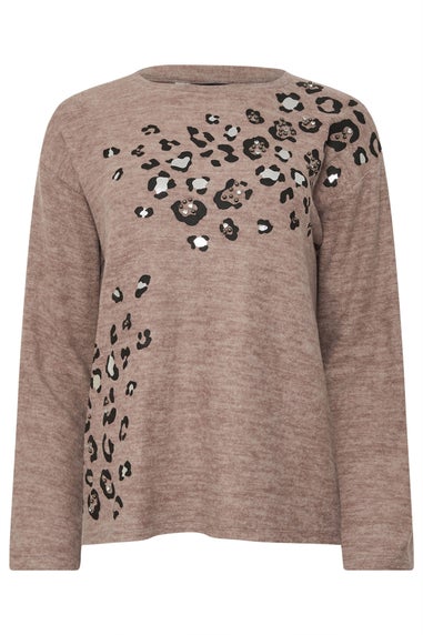 Long Tall Sally Brown Animal Embellished Jumper