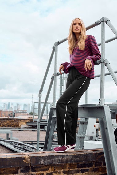 Long Tall Sally Black Striped Wide Leg Leggings