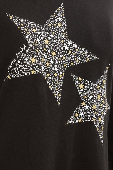 Long Tall Sally Black Star Graphic Wide Leg Pyjama Set