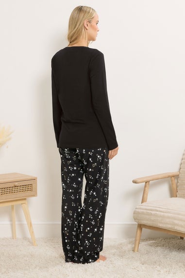 Long Tall Sally Black Star Graphic Wide Leg Pyjama Set