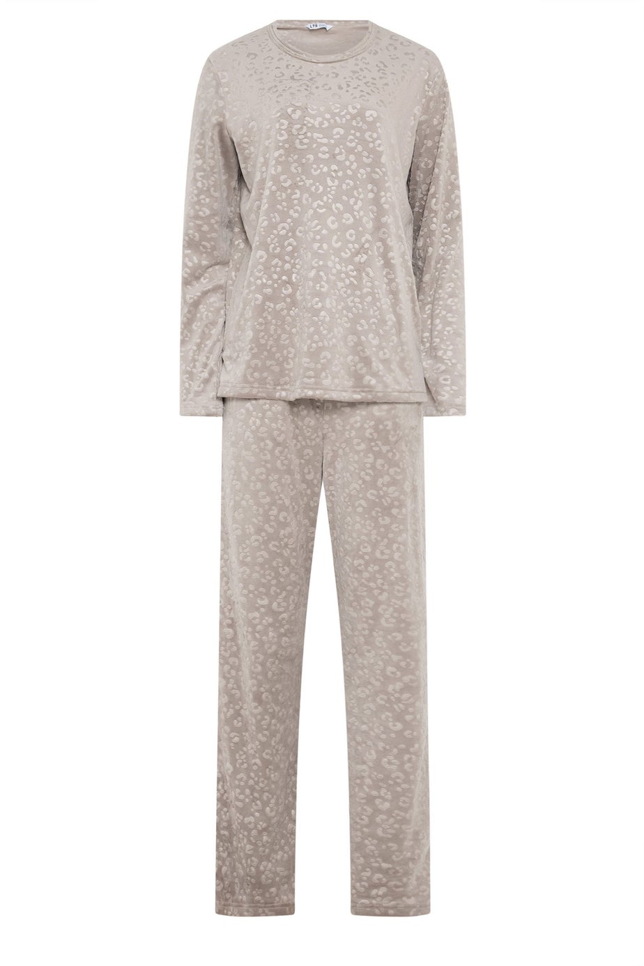 Long Tall Sally Stone Brown Leopard Embossed Luxe Fleece Pyjama Set