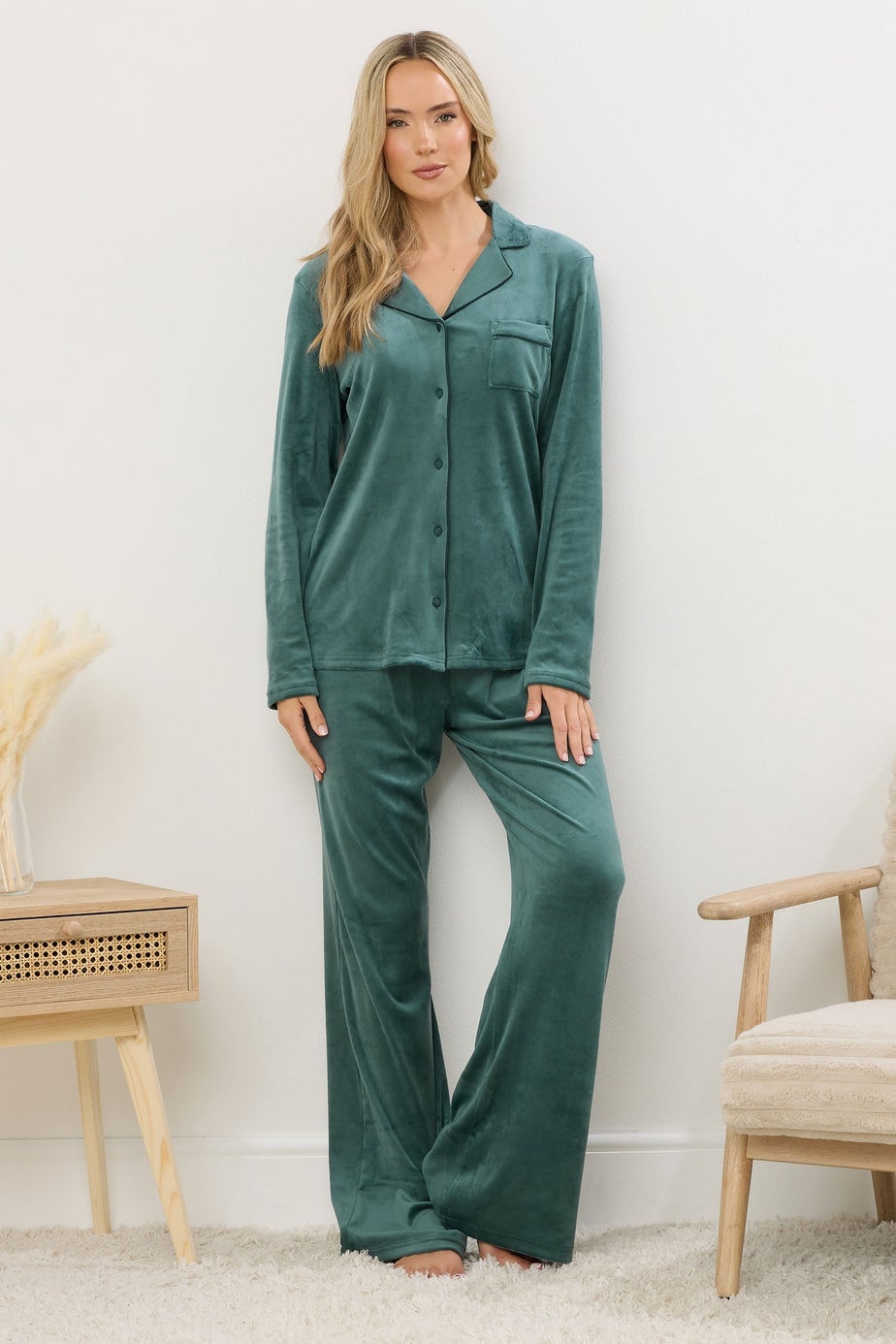 Long Tall Sally Green Super Luxe Touch Pyjama Set