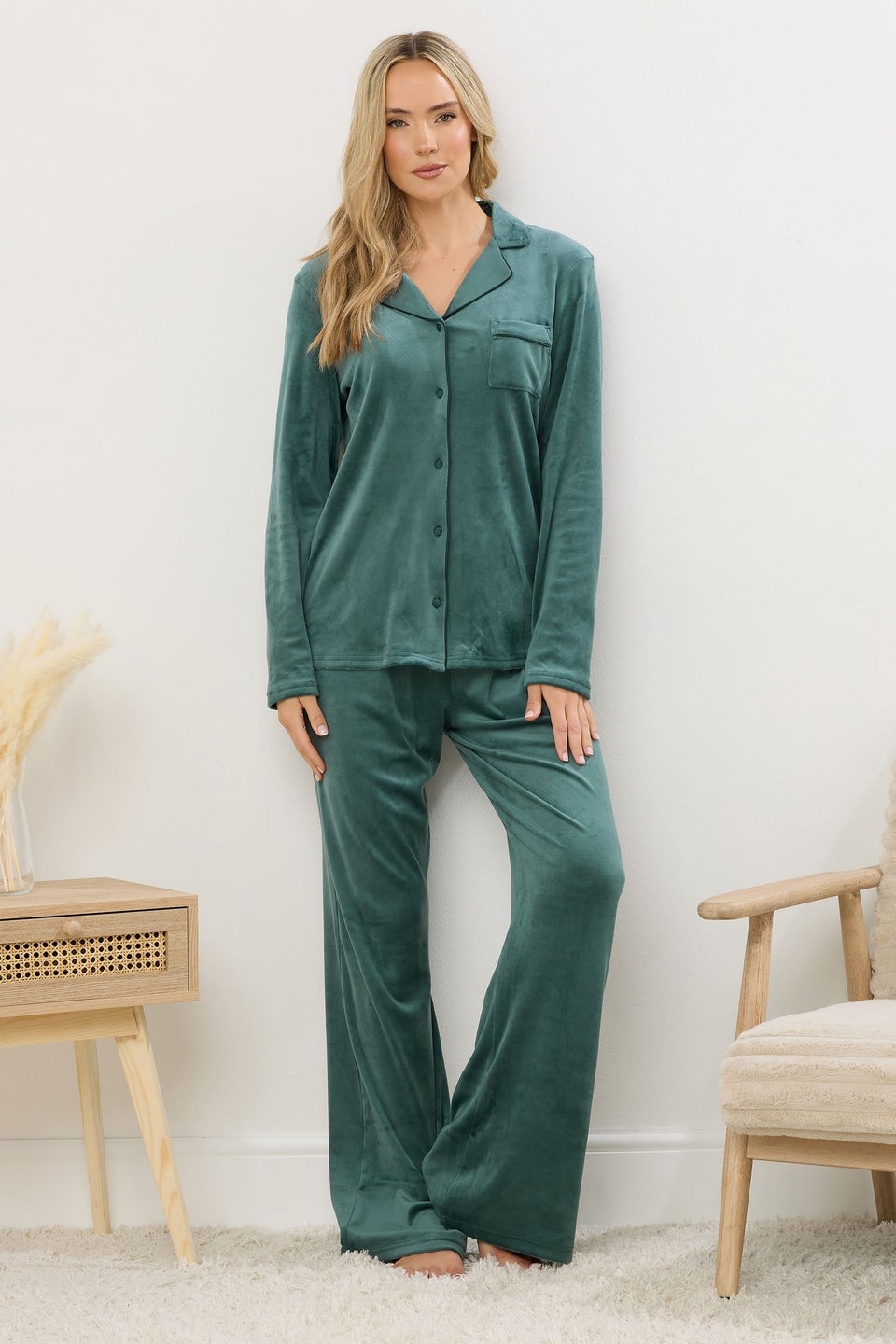 Long Tall Sally Green Super Luxe Touch Pyjama Set